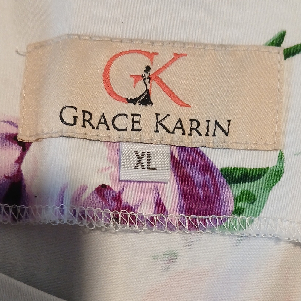 Grace Karin Purple and Green Floral Dress - Picture 7 of 11